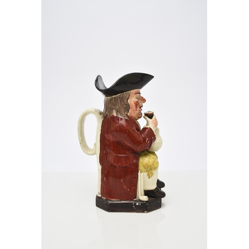 112 - A Wood family toby jug, circa 1790-1800, of 'Mould 51' type (raised glass), the unusually bearded fe... 