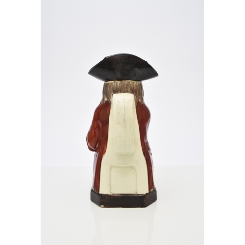 112 - A Wood family toby jug, circa 1790-1800, of 'Mould 51' type (raised glass), the unusually bearded fe... 