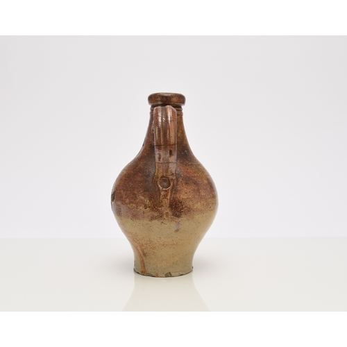 115 - A John Dwight (Fulham) stoneware bottle, circa 1680-90, dark and light brown freckled glaze, of swol... 