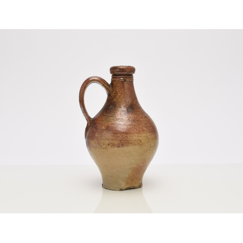 115 - A John Dwight (Fulham) stoneware bottle, circa 1680-90, dark and light brown freckled glaze, of swol... 