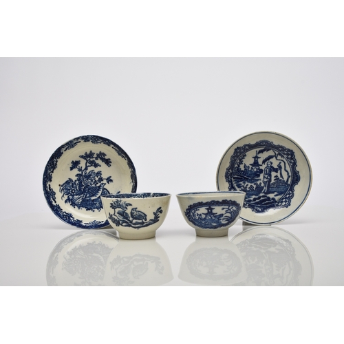 118 - A Seth Pennington and John Part (Liverpool) porcelain 'Two Quail' tea bowl and saucer, circa 1780-90... 