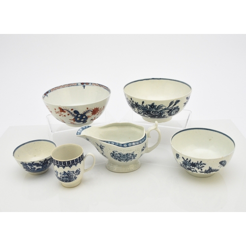 133 - A small group of Liverpool and Worcester porcelain, 18th century, comprising a Pennington's slop bas... 