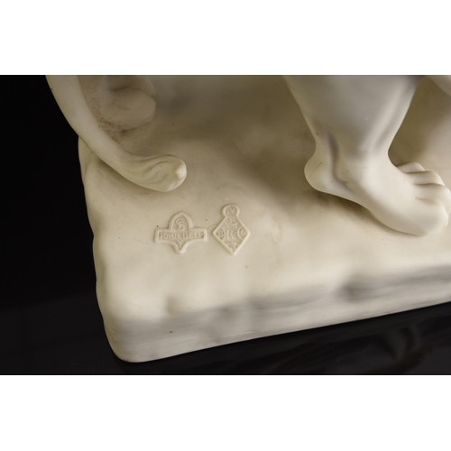 137 - A Minton parian figural group of Una and the Lion after a model by John Bell (1812-1895), the nude f... 