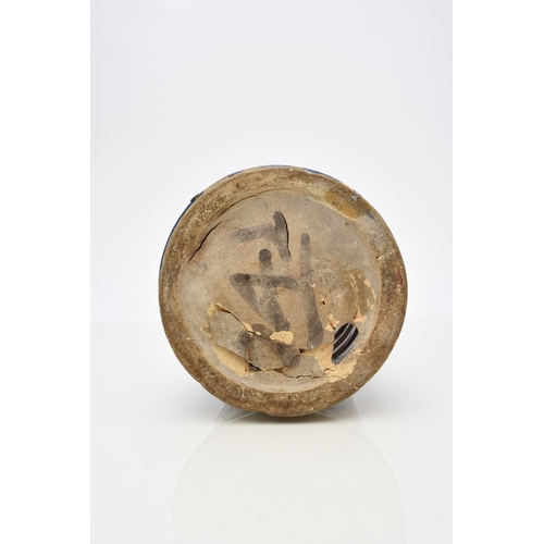 148 - A Spanish (Catalonia) faience albarello, 17th century, painted in blue with a single female figure b... 