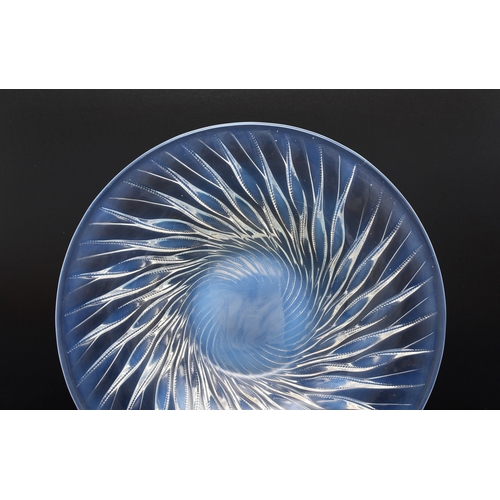 152 - A René Lalique 'Algues' bowl, designed in 1933, opalescent glass with spiralling seaweed trails, ste... 