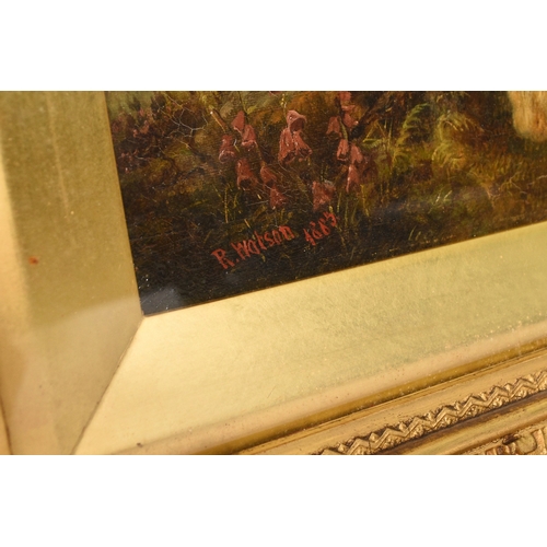 65 - Robert Watson (1865-1916) Sheep Grazing in an Extensive Landscape, signed and dated 1885 lower left,... 