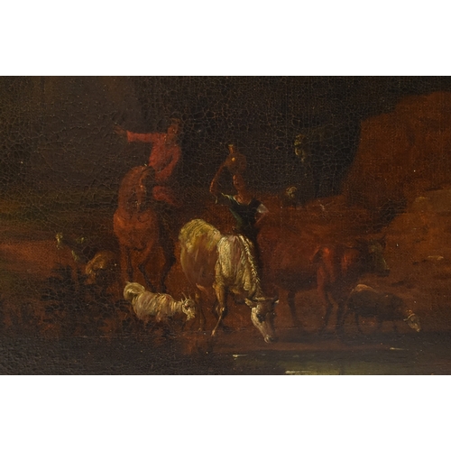 72 - Manner of Jan Frans van Bloemen (1662-1749) An Extensive Italianate Landscape, showing peasants wate... 