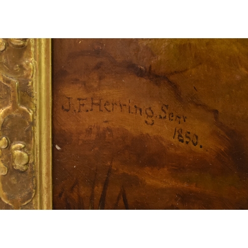 86 - Manner of John Frederick Herring Snr (1795-1865) A Light Bay Hunter and Spaniel in a Landscape, oil ... 