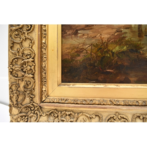 88 - Circle of Thomas Sidney Cooper (1803-1902) Crossing the Ford, boy on a donkey driving cattle, sheep ... 