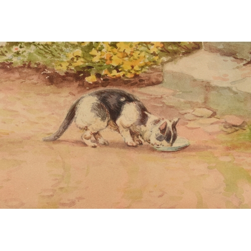 92 - Helen Allingham (1848-1926) Mother Carrying her Daughter down the Steps of a Thatched Cottage. with ... 