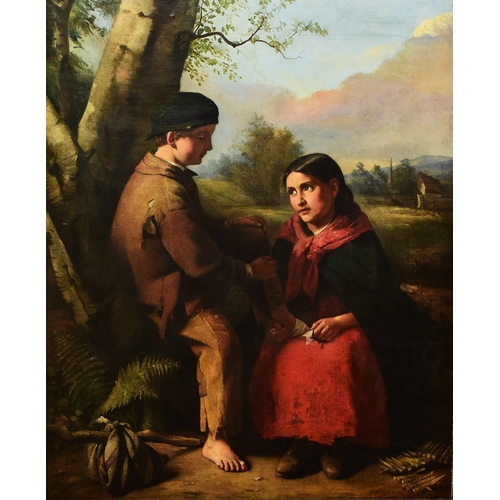 93 - Attributed to Thomas Faed RSA (1826-1900) Girl Binding a Young Pauper Boy's Foot in her Lap next to ... 