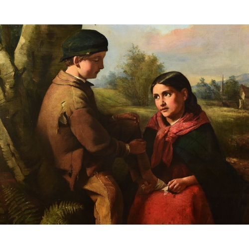93 - Attributed to Thomas Faed RSA (1826-1900) Girl Binding a Young Pauper Boy's Foot in her Lap next to ... 