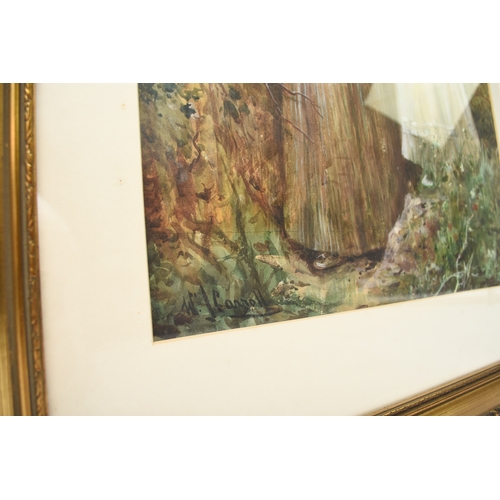 97 - William Joseph Carroll (1842-1902) Mother and Daughter collecting blossom, signed lower left, waterc... 