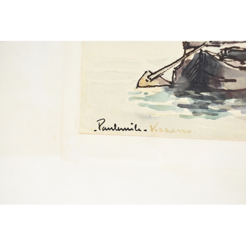 98 - Attributed to Paul Émile Pissarro (French 1884-1972) Barges on the water in a Riverside Landscape, b... 