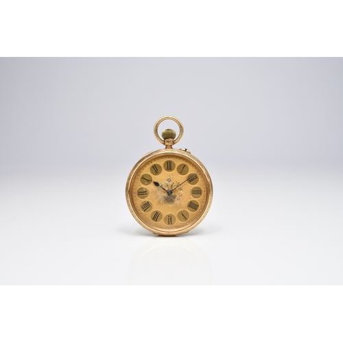 54 - A lady's 18ct gold open face pocket watch Date: Hallmarks for 1901 Movement: 3/4 plate, numbered 133... 