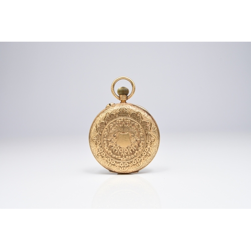 54 - A lady's 18ct gold open face pocket watch Date: Hallmarks for 1901 Movement: 3/4 plate, numbered 133... 