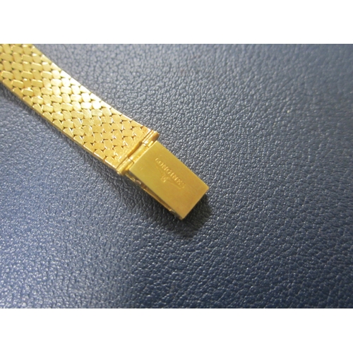 58 - Longines: A lady's 18ct gold bracelet watch Date: Circa 1968 Movement: Cal.320, 17-jewel, manual Dia... 