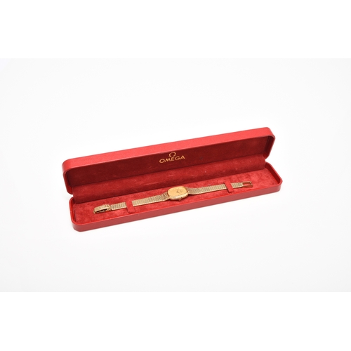 61 - Omega: A lady's 18ct gold bracelet watch Reference: 791.338 Date: Circa 1982 Movement: Omega Cal.145... 