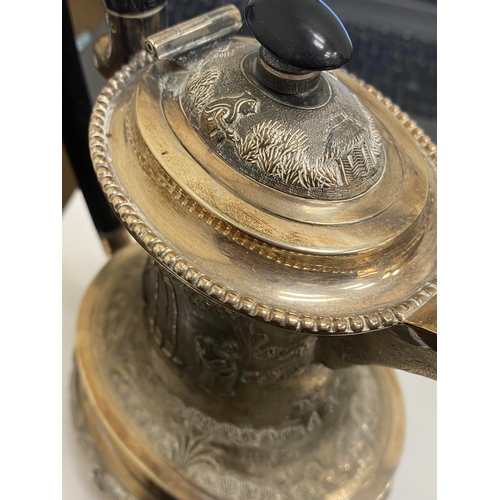 1 - A 'Sterling Silver' South East Asian four piece tea service, each piece of oval form with figural an... 