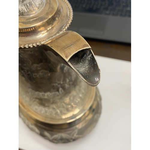 1 - A 'Sterling Silver' South East Asian four piece tea service, each piece of oval form with figural an... 