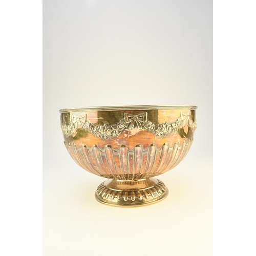 11 - An Edwardian silver punch bowl, William Hutton & Sons, London 1904, of circular half reeded form wit... 