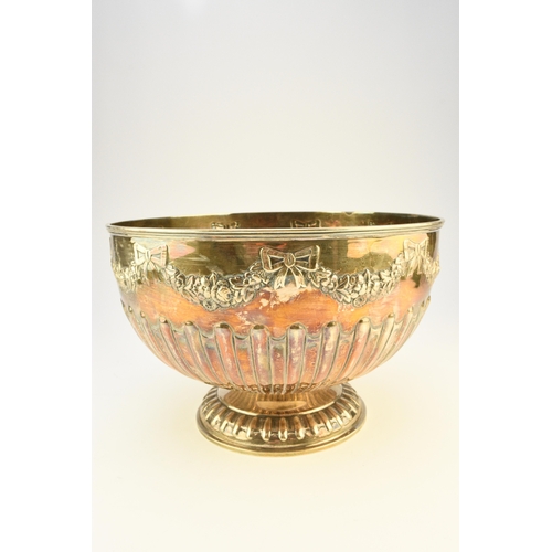 11 - An Edwardian silver punch bowl, William Hutton & Sons, London 1904, of circular half reeded form wit... 