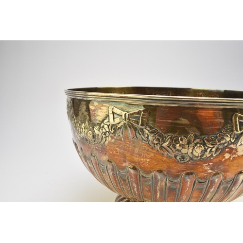 11 - An Edwardian silver punch bowl, William Hutton & Sons, London 1904, of circular half reeded form wit... 
