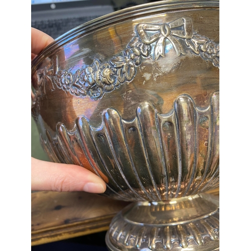 11 - An Edwardian silver punch bowl, William Hutton & Sons, London 1904, of circular half reeded form wit... 