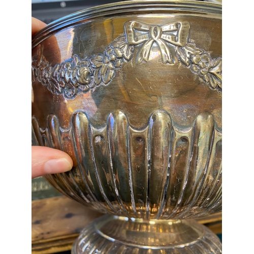 11 - An Edwardian silver punch bowl, William Hutton & Sons, London 1904, of circular half reeded form wit... 