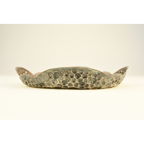 14 - A Victorian silver embossed bowl, Atkin Brothers, Sheffield 1889, of shaped oval form with repoussé ... 