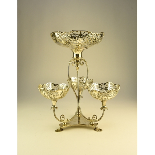 15 - An Edwardian silver epergne, Josiah Williams & Co, London 1906, designed as central decorative pierc... 