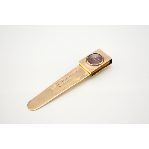 21 - A Victorian Sampson Mordan & Co 9ct gold combined bookmark / magnifier, London 1894, the book mark o... 