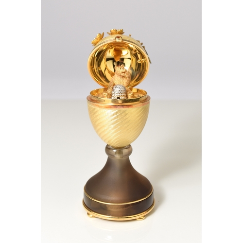 23 - Victor Mayer for Faberge; An 18ct gold, enamel, diamond, citrine and smoky quartz surprise 'Honey Eg... 