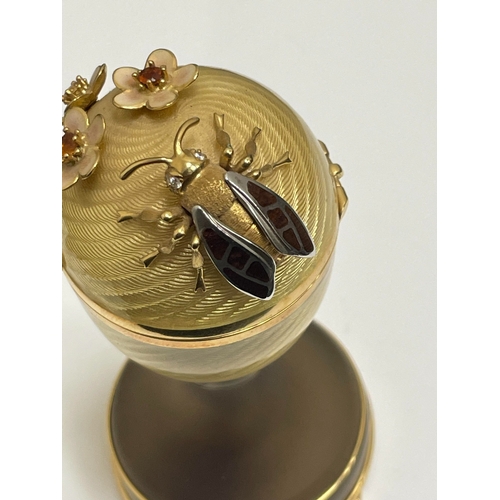 23 - Victor Mayer for Faberge; An 18ct gold, enamel, diamond, citrine and smoky quartz surprise 'Honey Eg... 