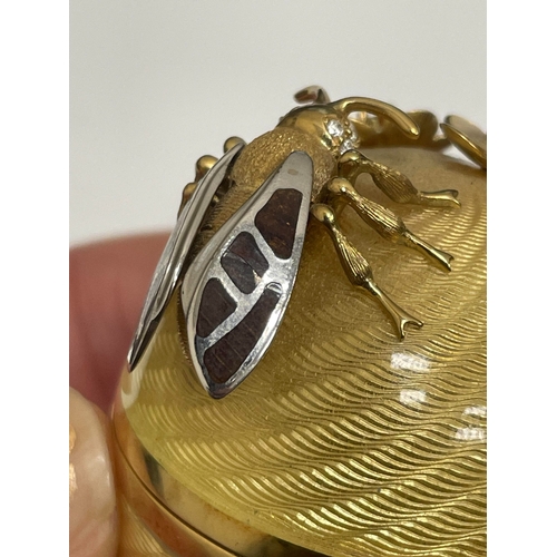 23 - Victor Mayer for Faberge; An 18ct gold, enamel, diamond, citrine and smoky quartz surprise 'Honey Eg... 