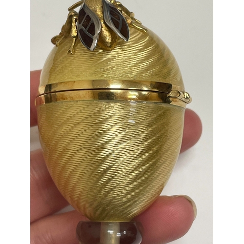 23 - Victor Mayer for Faberge; An 18ct gold, enamel, diamond, citrine and smoky quartz surprise 'Honey Eg... 