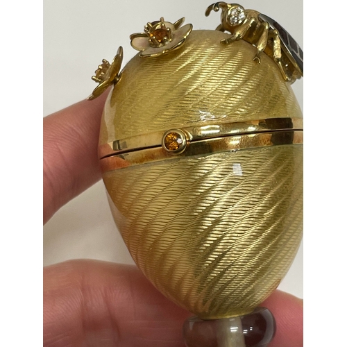 23 - Victor Mayer for Faberge; An 18ct gold, enamel, diamond, citrine and smoky quartz surprise 'Honey Eg... 