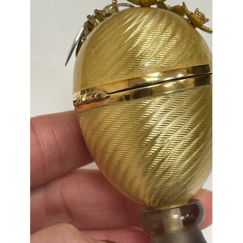 23 - Victor Mayer for Faberge; An 18ct gold, enamel, diamond, citrine and smoky quartz surprise 'Honey Eg... 
