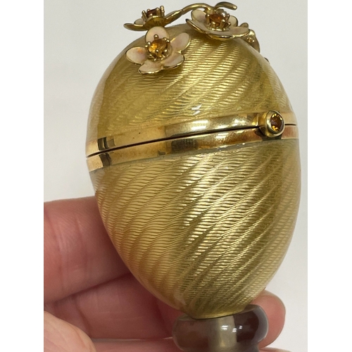 23 - Victor Mayer for Faberge; An 18ct gold, enamel, diamond, citrine and smoky quartz surprise 'Honey Eg... 