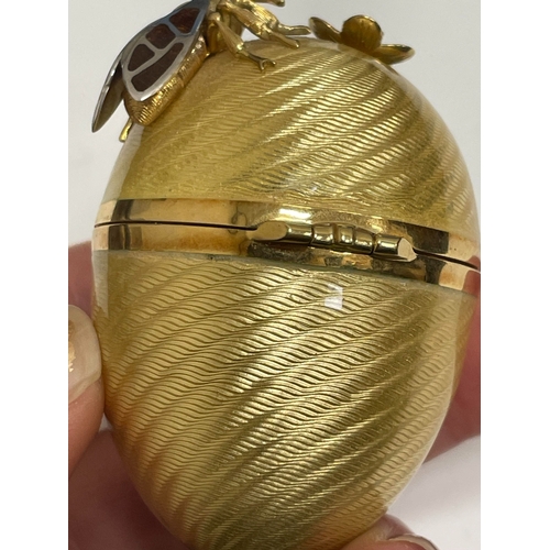 23 - Victor Mayer for Faberge; An 18ct gold, enamel, diamond, citrine and smoky quartz surprise 'Honey Eg... 