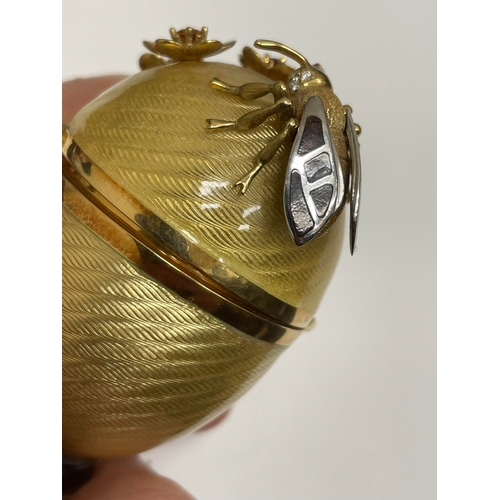 23 - Victor Mayer for Faberge; An 18ct gold, enamel, diamond, citrine and smoky quartz surprise 'Honey Eg... 