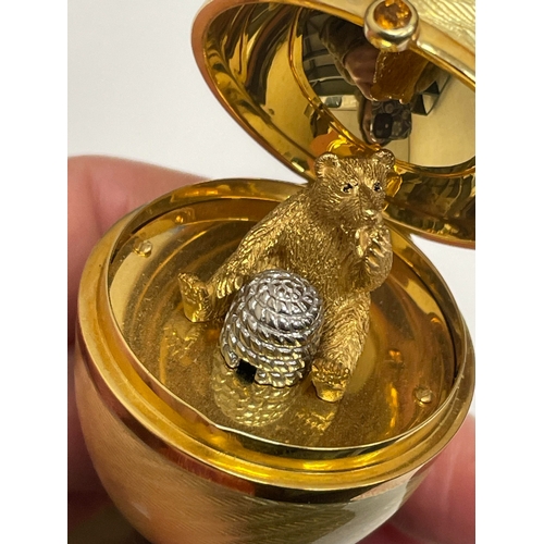23 - Victor Mayer for Faberge; An 18ct gold, enamel, diamond, citrine and smoky quartz surprise 'Honey Eg... 