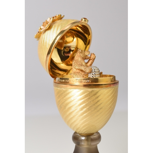 23 - Victor Mayer for Faberge; An 18ct gold, enamel, diamond, citrine and smoky quartz surprise 'Honey Eg... 