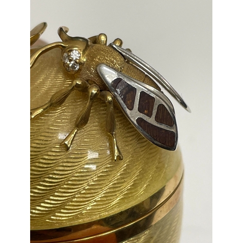 23 - Victor Mayer for Faberge; An 18ct gold, enamel, diamond, citrine and smoky quartz surprise 'Honey Eg... 