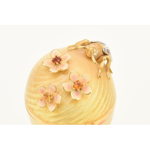 23 - Victor Mayer for Faberge; An 18ct gold, enamel, diamond, citrine and smoky quartz surprise 'Honey Eg... 