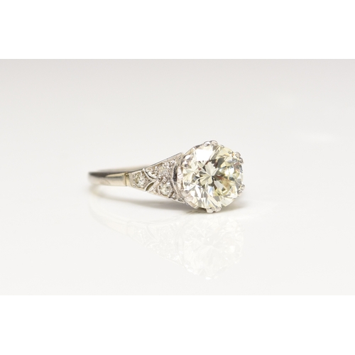 24 - A mid-20th century single stone diamond ring, the brilliant cut diamond measures approx. 7.7mm x 4.8... 