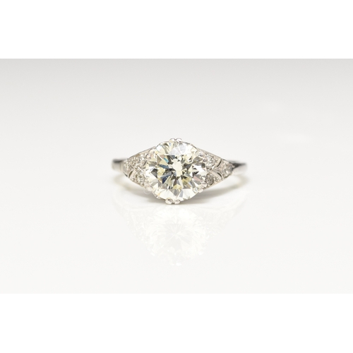 24 - A mid-20th century single stone diamond ring, the brilliant cut diamond measures approx. 7.7mm x 4.8... 