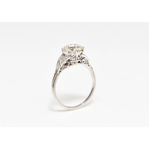24 - A mid-20th century single stone diamond ring, the brilliant cut diamond measures approx. 7.7mm x 4.8... 