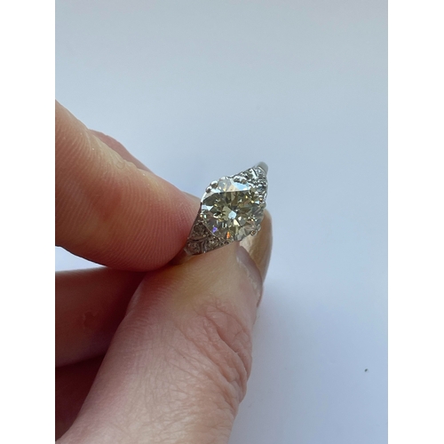 24 - A mid-20th century single stone diamond ring, the brilliant cut diamond measures approx. 7.7mm x 4.8... 