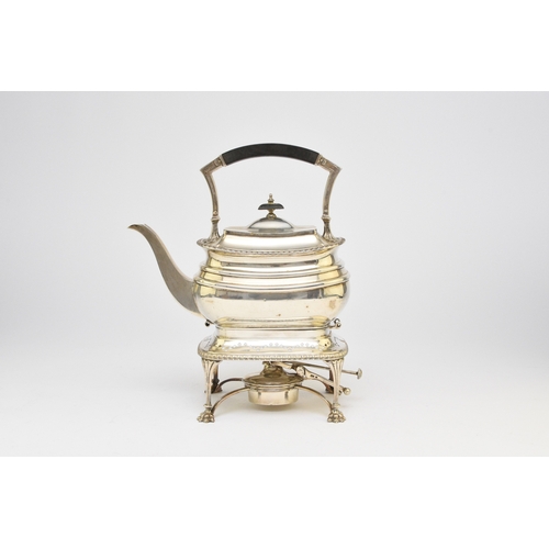 3 - A silver spirit kettle on stand, James Dixon & Sons Ltd, Sheffield 1932, the kettle of oval form wit... 